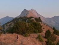 Βγαίνοντας από το δασωμένο με την κορυφή στο βάθος